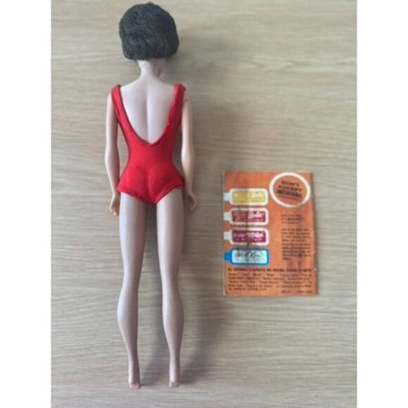 VTG Midge 1962 Brown Bubble Hair Blue Eyes Side Eye Original Red Swimsuit - Picture 9 of 16